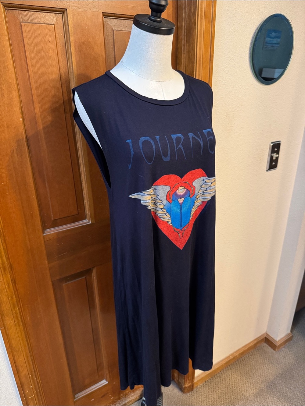 Lauren Moshi Journey Graphic Dress - Black with Red & Blue Heart Size L - Picture 8 of 10